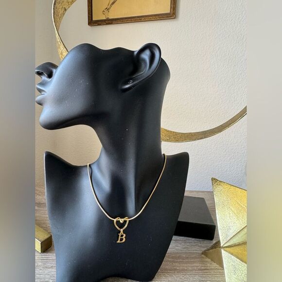 Heart Necklace with Initial B Pendant A1425 - Picture 4 of 4